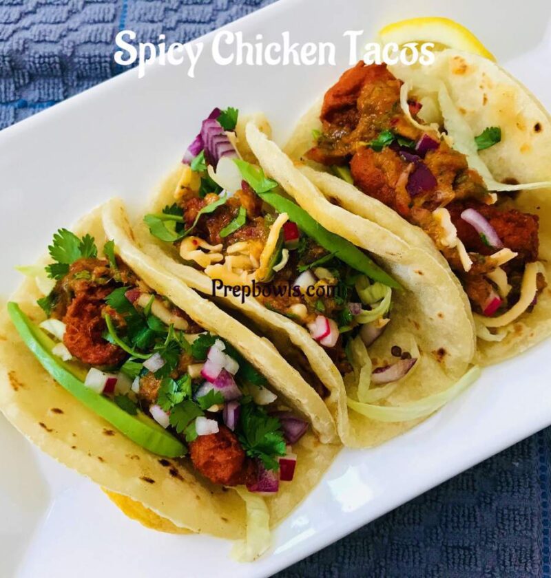 Non Vegetarian Spicy Chicken Taco With Mango Radish Salsa Fried Indian Spiced Mexican Soft Flour