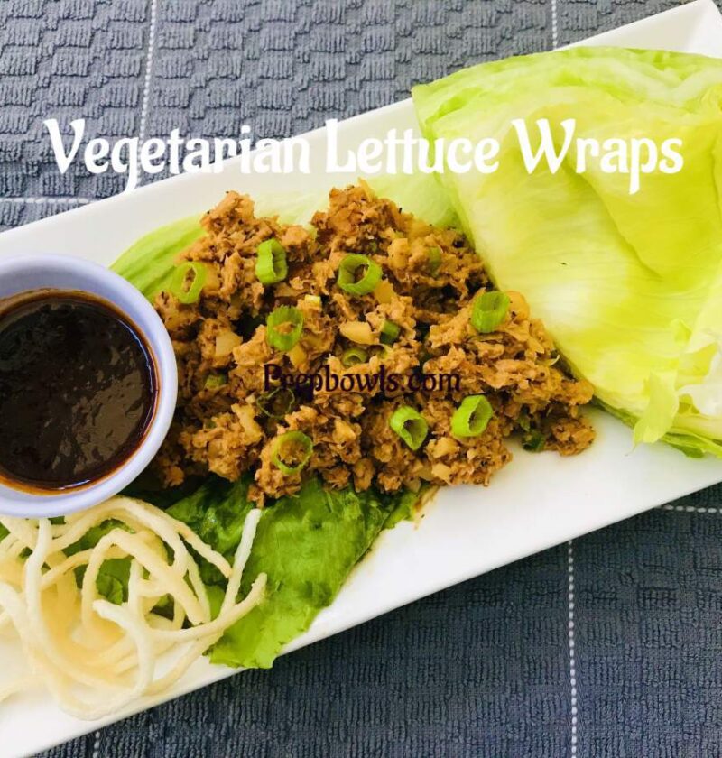 Healthy Appetizer Lunch Dinner Soya Chunks, Granules Textured Vegetable Protein Vegetarian Lettuce Wraps Hoisin Sauce Homemade Vegan Nutrela